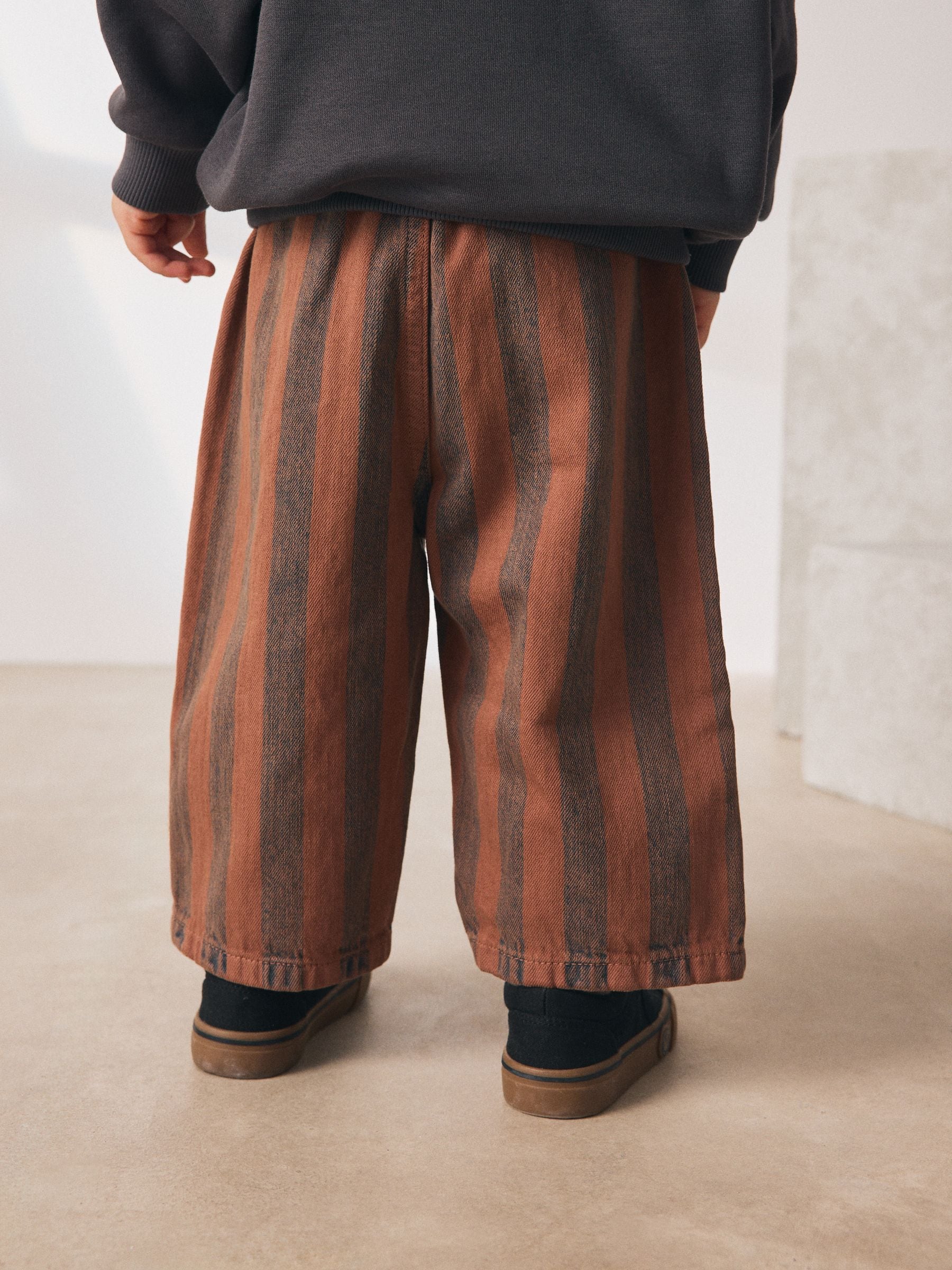 Roestbruin gestreept - Wijde broek met elastische taille (3mnd-7jr)