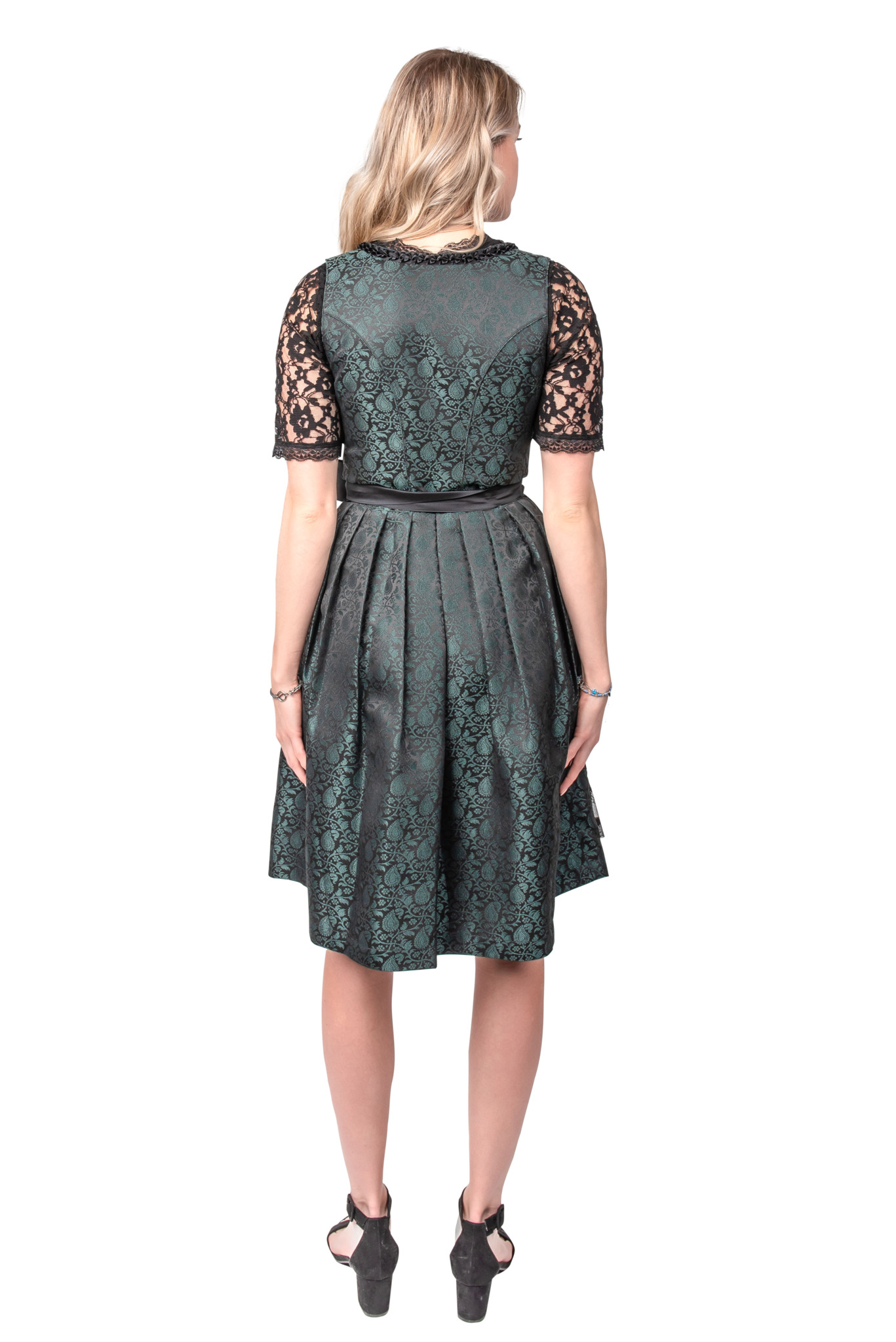 Zwart Groene Dirndl Jurk Oktoberfest Dames Jaquard