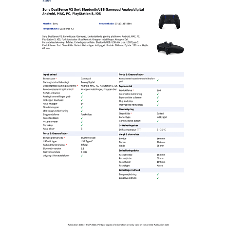 Sony Playstation 5 DualSense trådløs controller - Midnight Black