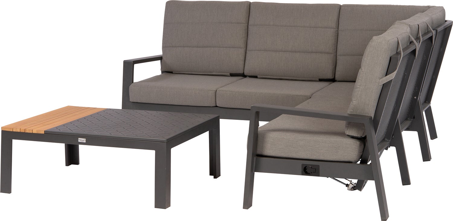 Tierra Outdoor 4-zits loungeset Queens antraciet