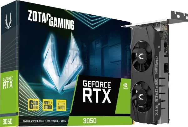 ZOTAC GAMING GeForce RTX 3050 6GB LP - Grafikkort - GF RTX 3050 - 6 GB GDDR6 - PCIe 4.0 x8 lavprofil - DisplayPort, HDMI - boks
