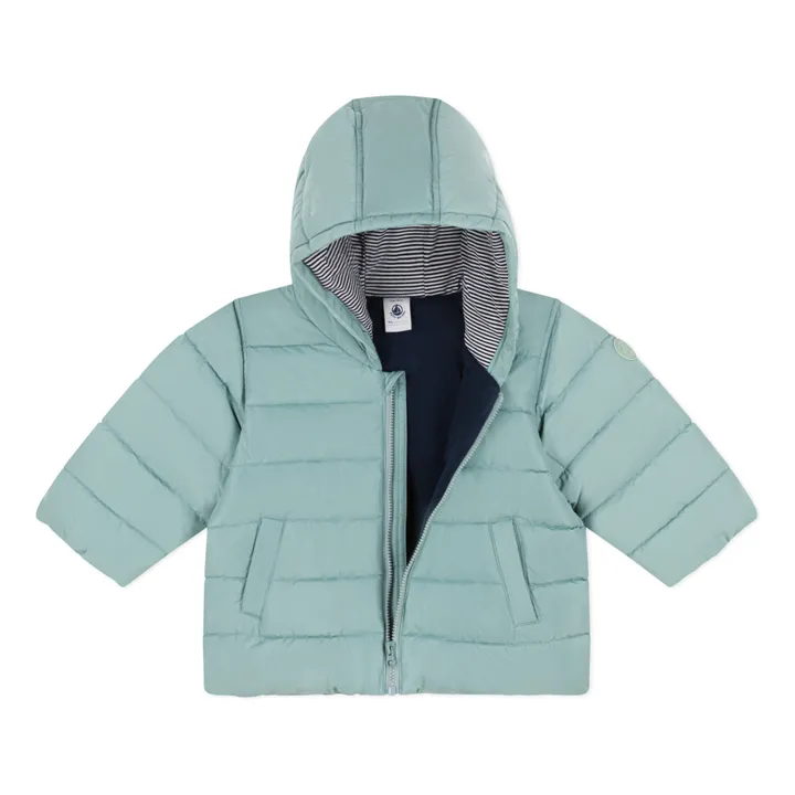 Petit Bateau Doudoune Doublée Polaire à Capuche | Vert Menthe