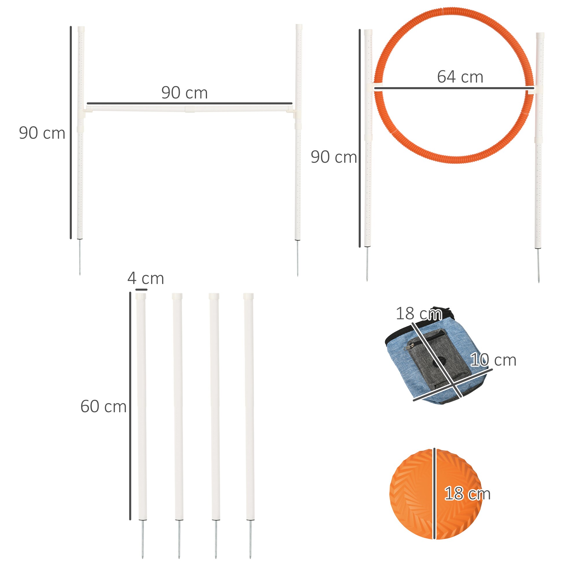 PawHut Agiliy-set für Haustiere mit einer Pfeife bunt 91L x 4B x 90H cm