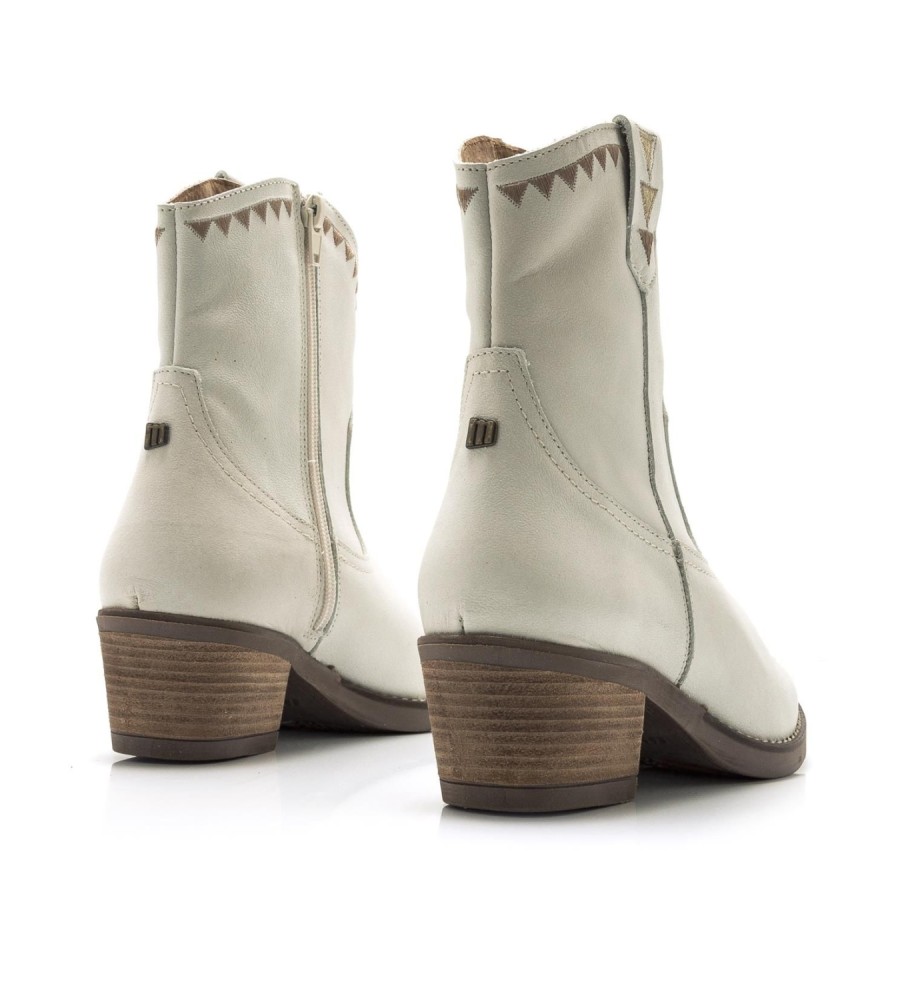 Botas de cano curto Mustang Teo em couro branco - Salto de 5 cm -