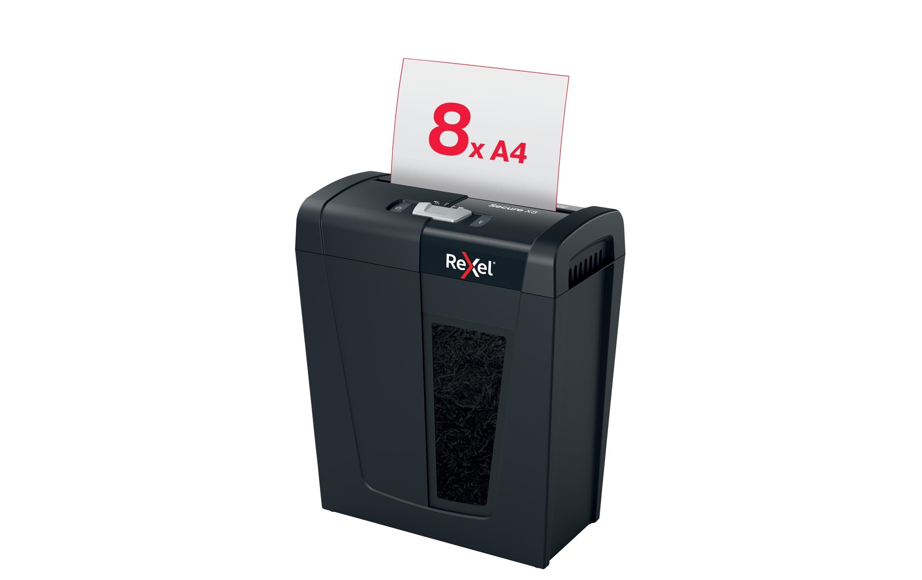 Aktenvernichter Rexel Secure X8, bis zu 8 Blatt<br>Manueller Schredder für die sichere Vernichtung vertraulicher Unterlagen