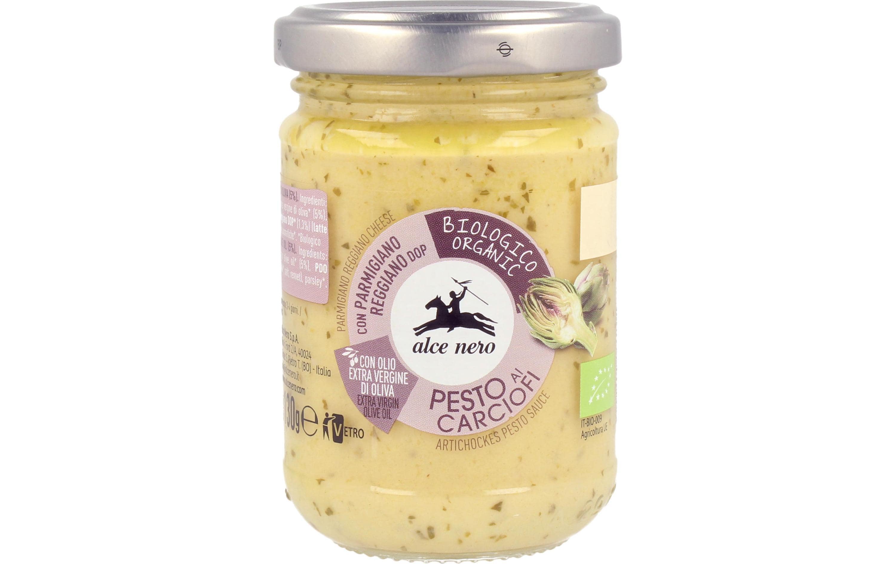 Pesto  Bio Pesto ai carciofi Glas 130 gBiologisch zertifizierte Sauce für Teigwaren