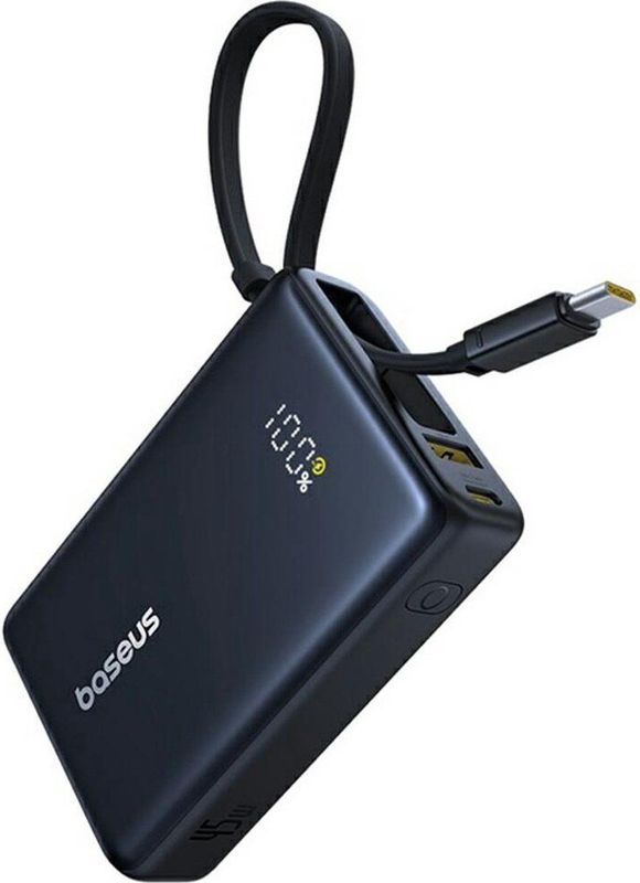 Baseus PicoGo power bank - with built-in USB-C cable - 2 x USB-C USB - 45 Watt Powerbank - 10000 mAh