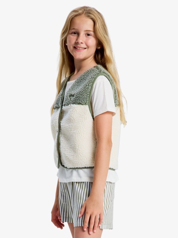 Iconic Color Block Veste sans manches en sherpa Vert Fille 4-16