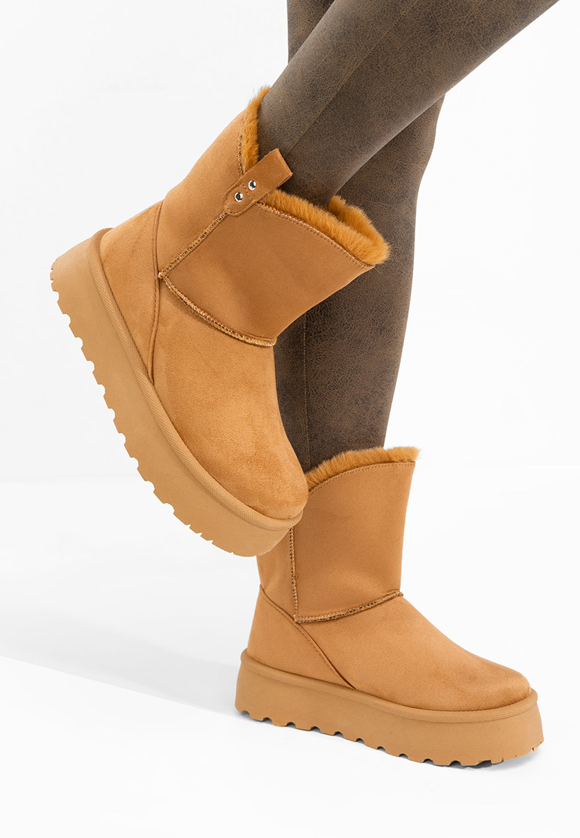 Bottes à plateforme chameau Reika