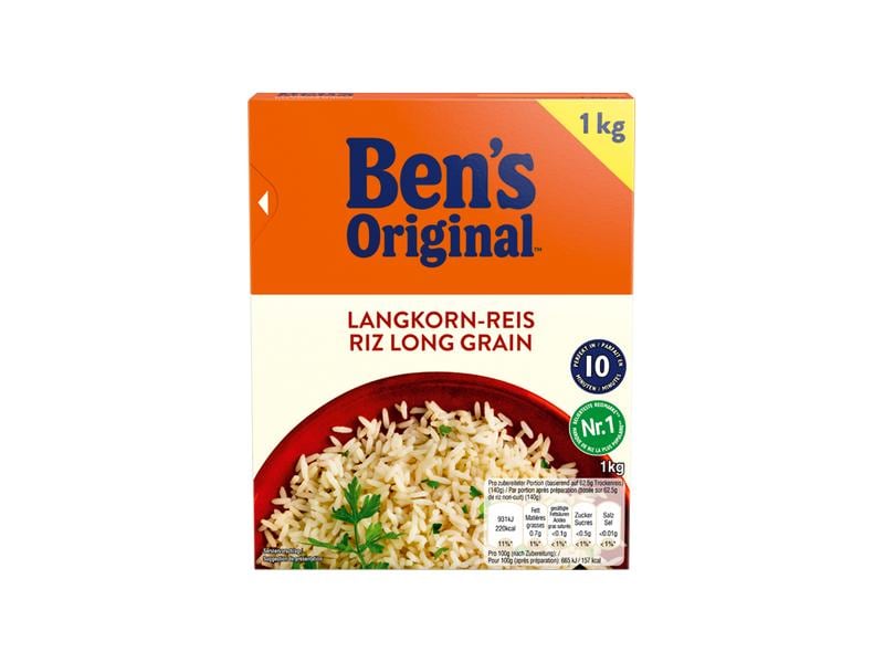 Ben's Original Reis Langkorn 1 kg Aromatische Langkorn-Reiskörner
