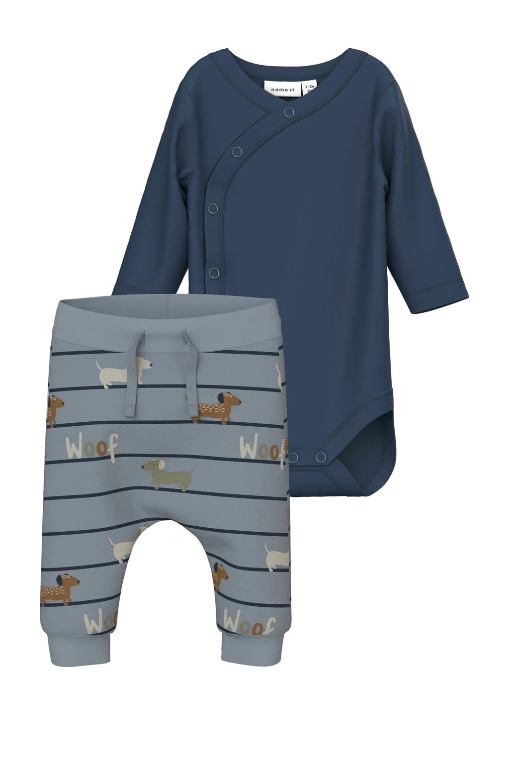 NAME IT BABY romper + broek donkerblauw/grijsblauw