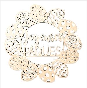 COURONNE DE PAQUES BOIS CISELE 30CMX4MM