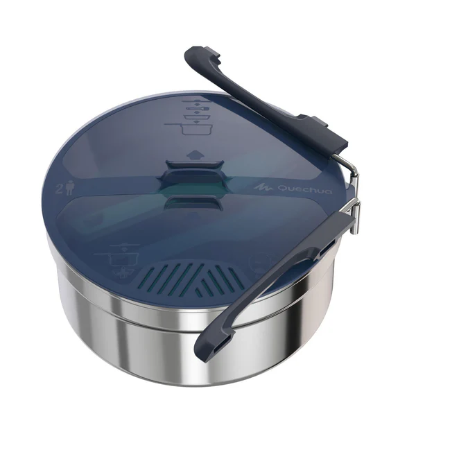 Decathlon Quechua - Conjunto de Cozinha para Camping Quechua MH100 de 1,6 L em Aço Inoxidável para 2 Pessoas