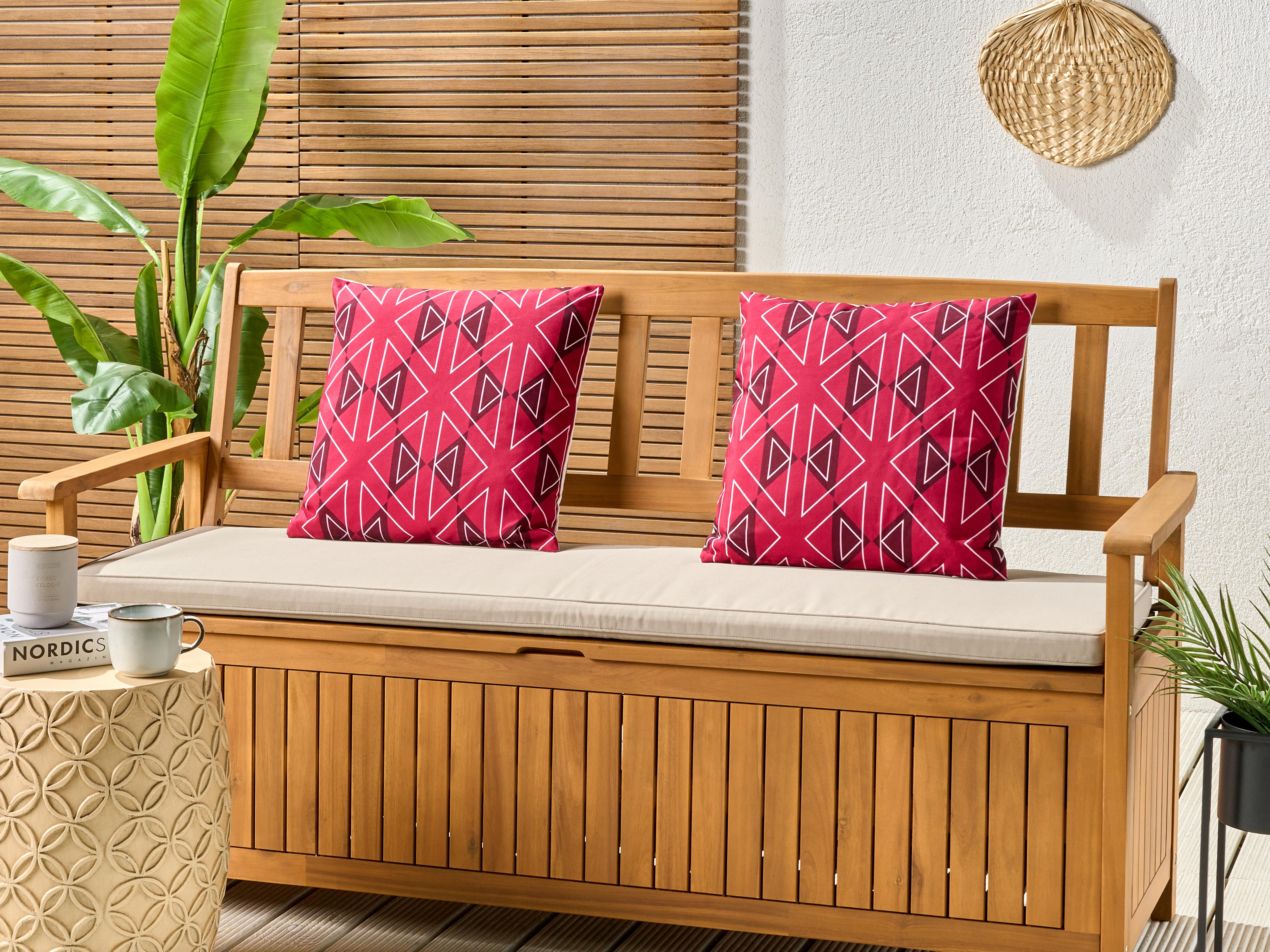 Set van 2 tuinkussens MEZZANO geometrisch patroon 45 x 45 cm Roze