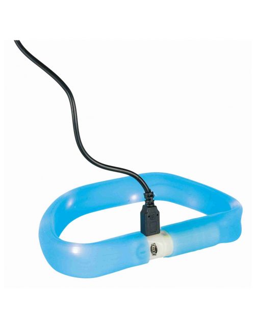 Trixie Flash Lichtband Usb Extra Breed Blauw - Hondenveiligheidslampje
