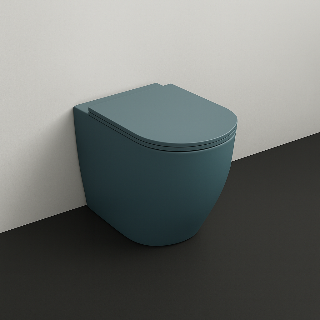 Isvea Infinity staande toiletpot randloos 36.5x52cm petrol