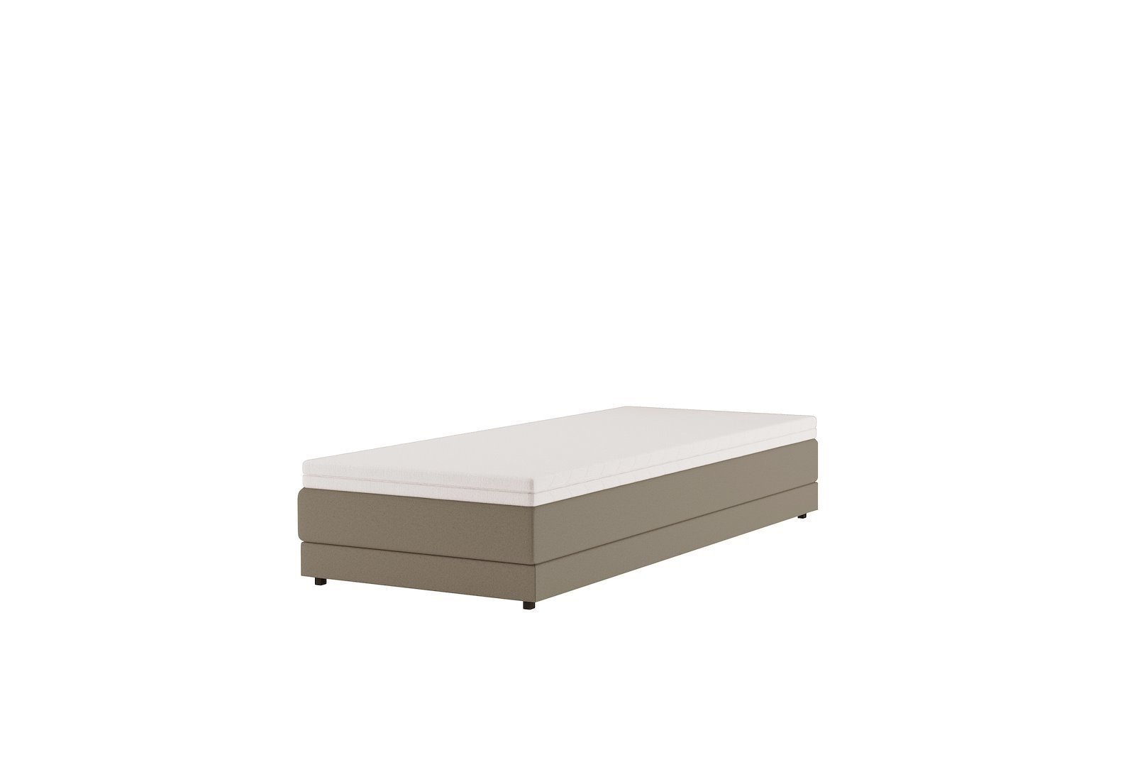 Premium 10 regulerbar seng 105x210 cm Tekstil Storm 09 mørk beige, fast, Premium 10 overmadrass med sorte ben, gavl selges separate.