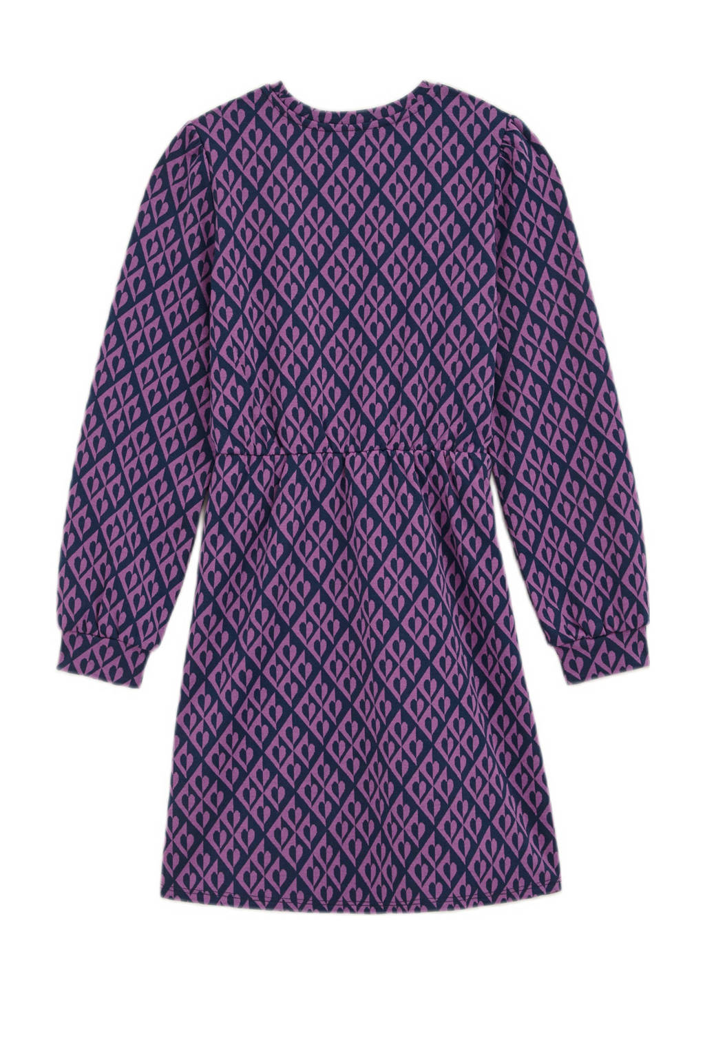 WE Fashion jurk met all over print donkerblauw/paars