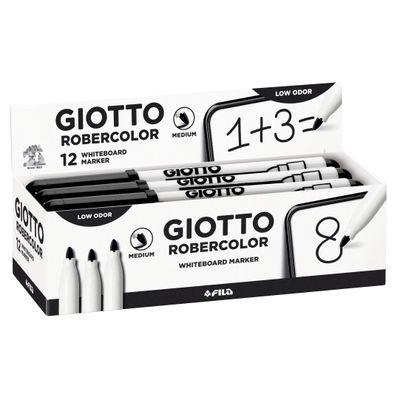 GIOTTO ROBERCOLOR - 12 Feutres tableau blanc - pointe ogive medium 4mm noir