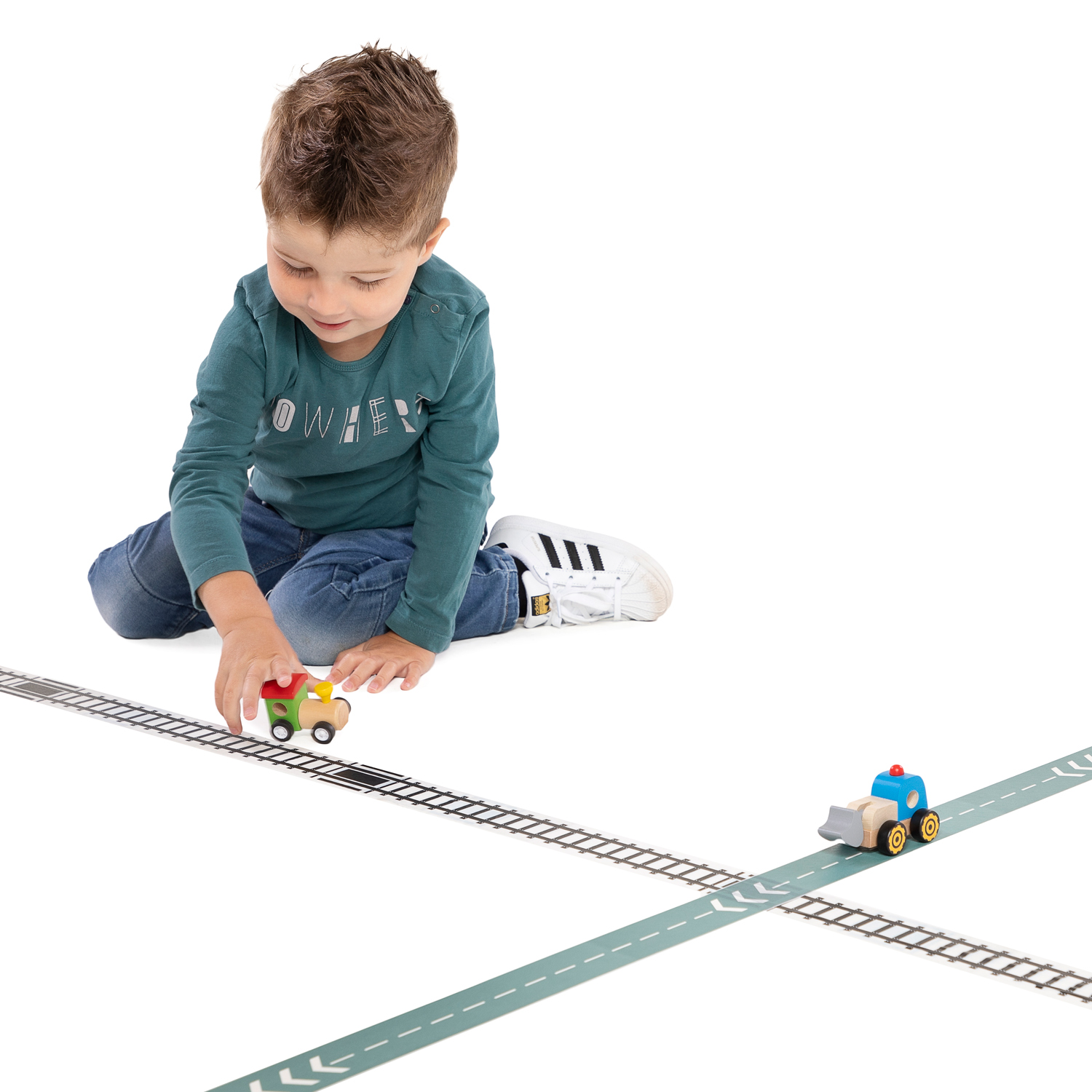Houten Trein met Wegtape, 8mtr