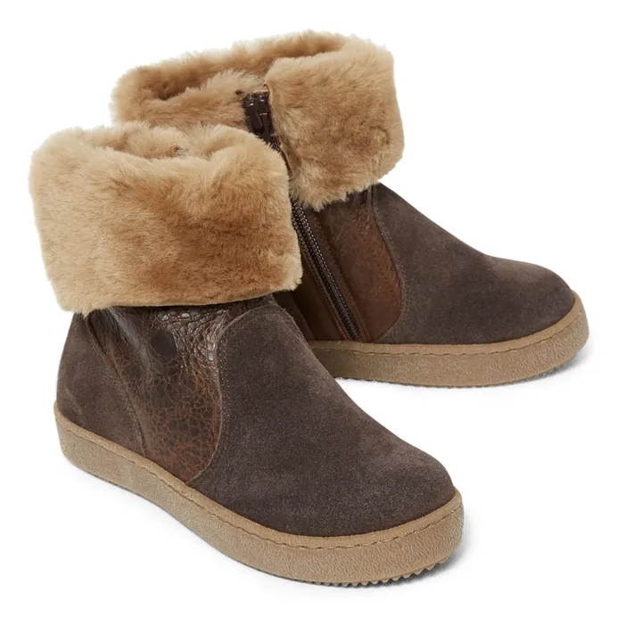 Pèpè Boots Bi-Matières Fourrées | Chocolat