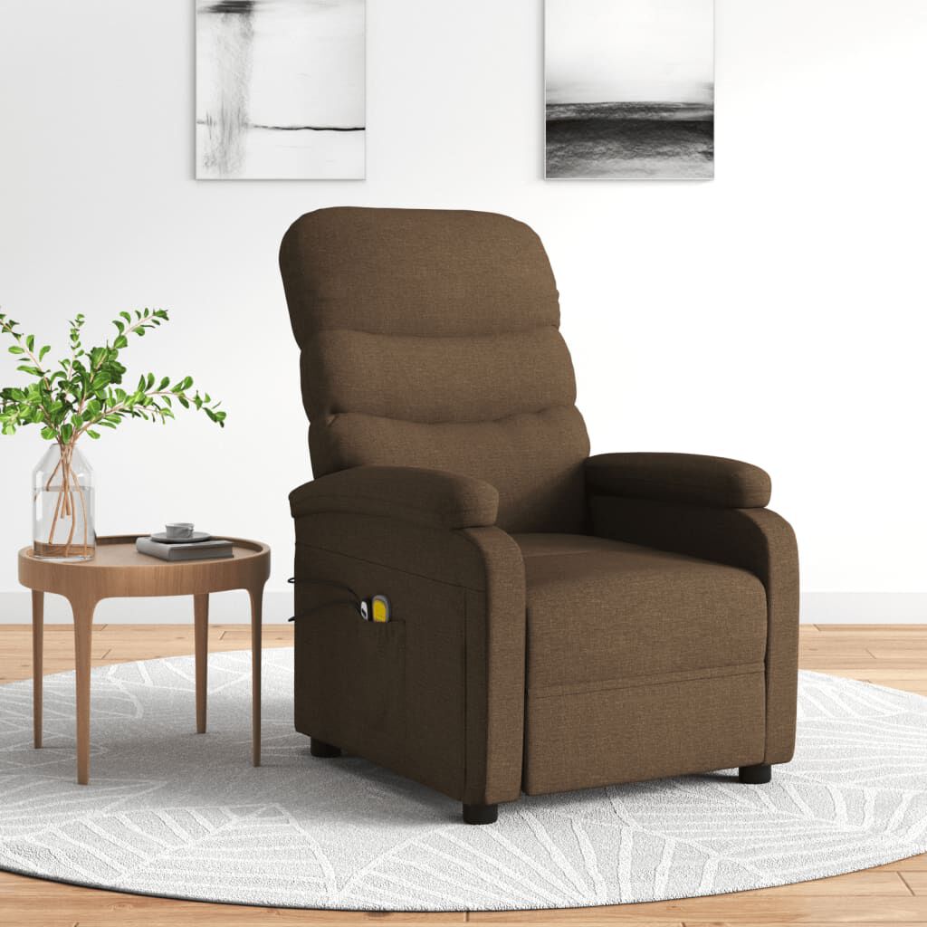 vidaXL Elektrische massagestoel, bruin, stoffen bekleding