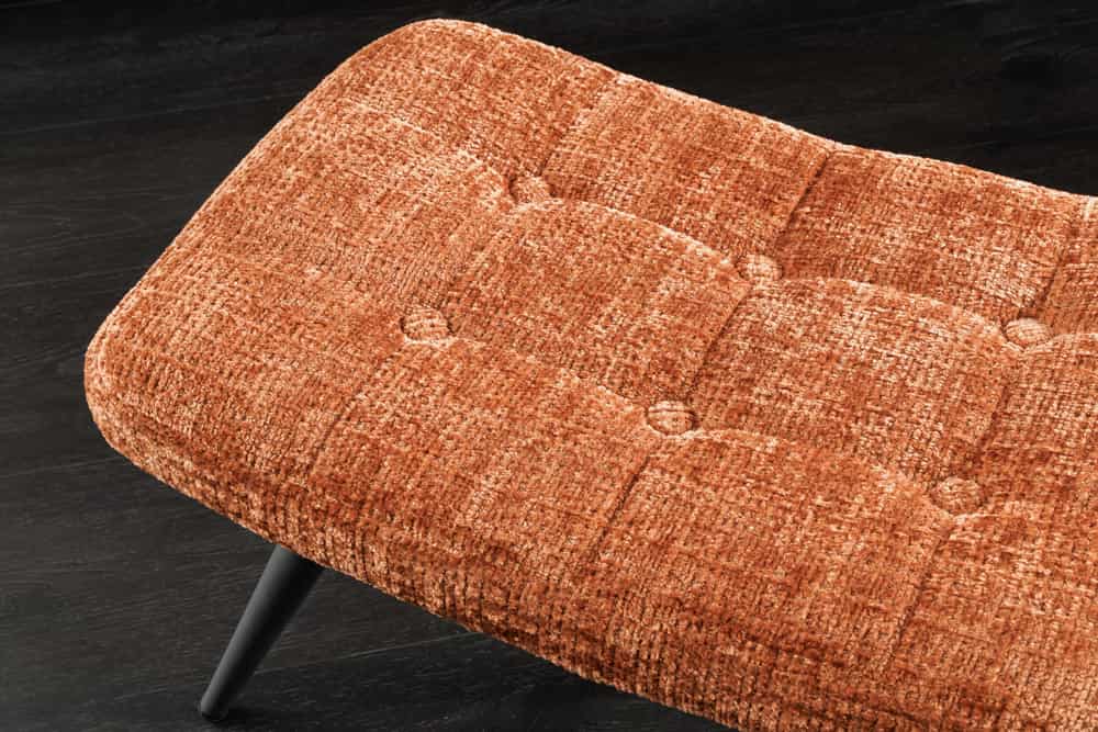Moderner Hocker SCANDINAVIA rost braun Chenille Cremona Metallbeine Fußhocker