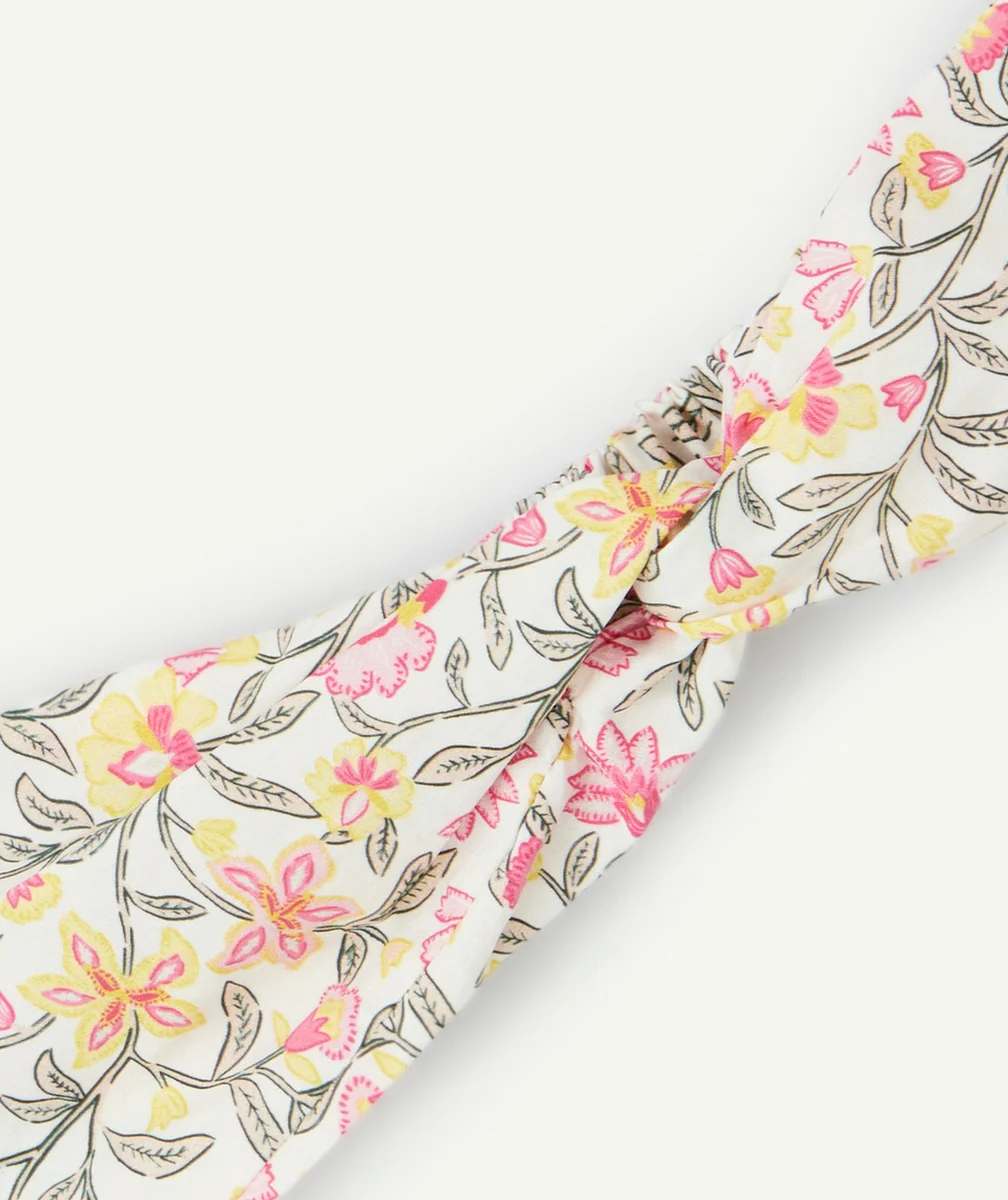 lot de 2 bandeaux fille blanc et jaune avec imprimé à fleurs
