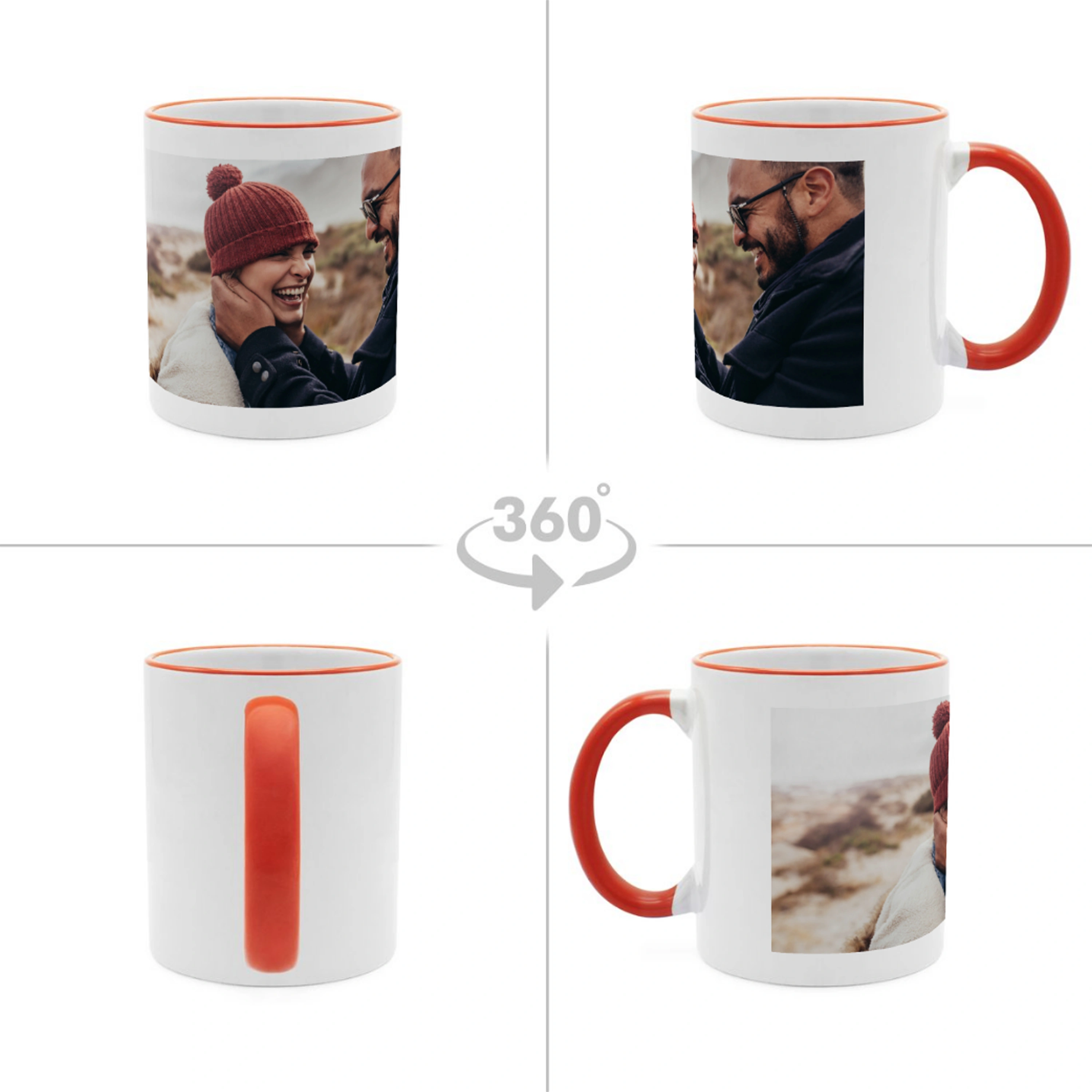 Kaffeebecher Color mit Foto selbst gestalten, 325 ml (Farbe: orange)