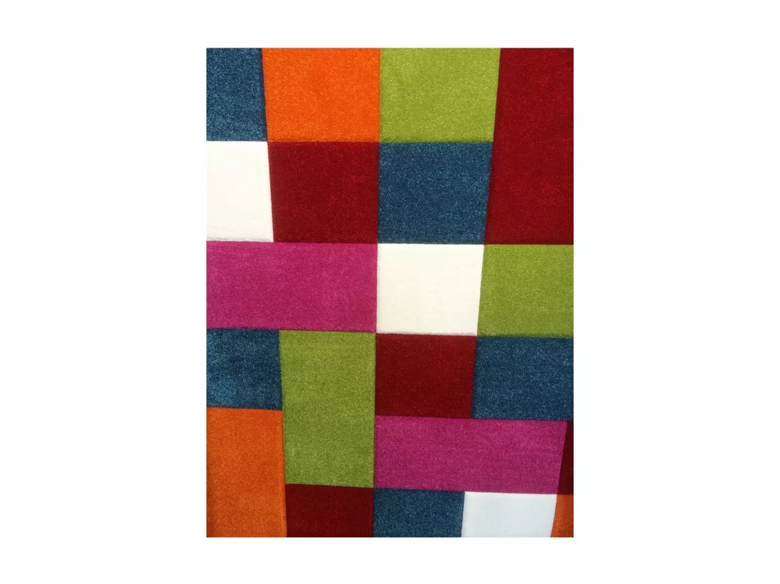 Tapis enfant 60x110 rectangle tissé multicolore motif voiture KIDCAR