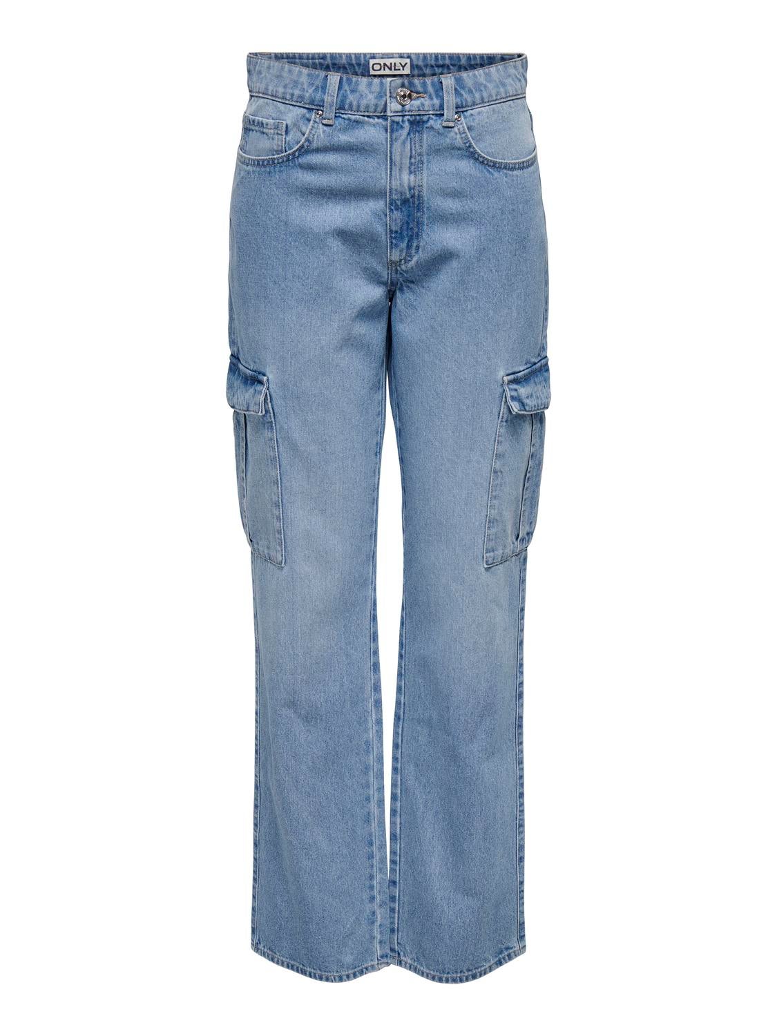 ONLRILEY Hohe Taille Gerade geschnitten Jeans Light Blue Denim