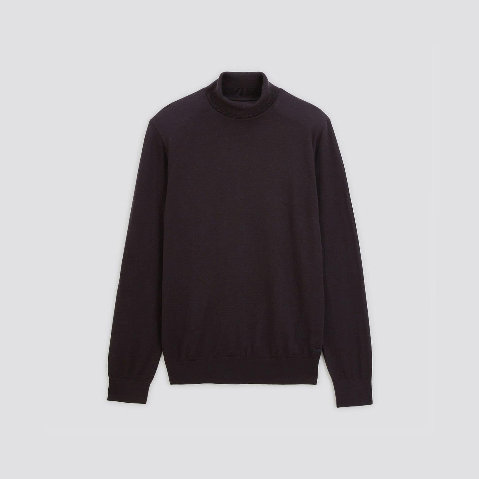 Pull col roulé en laine mérinos Marron