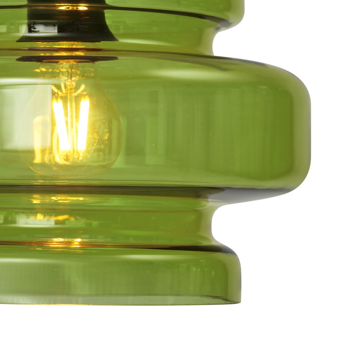 Retro vloerlamp zwart met groen glas - Denise