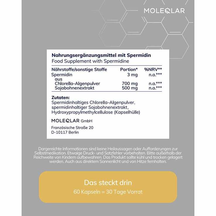 Moleqlar Spermidin Kapseln, 60 St