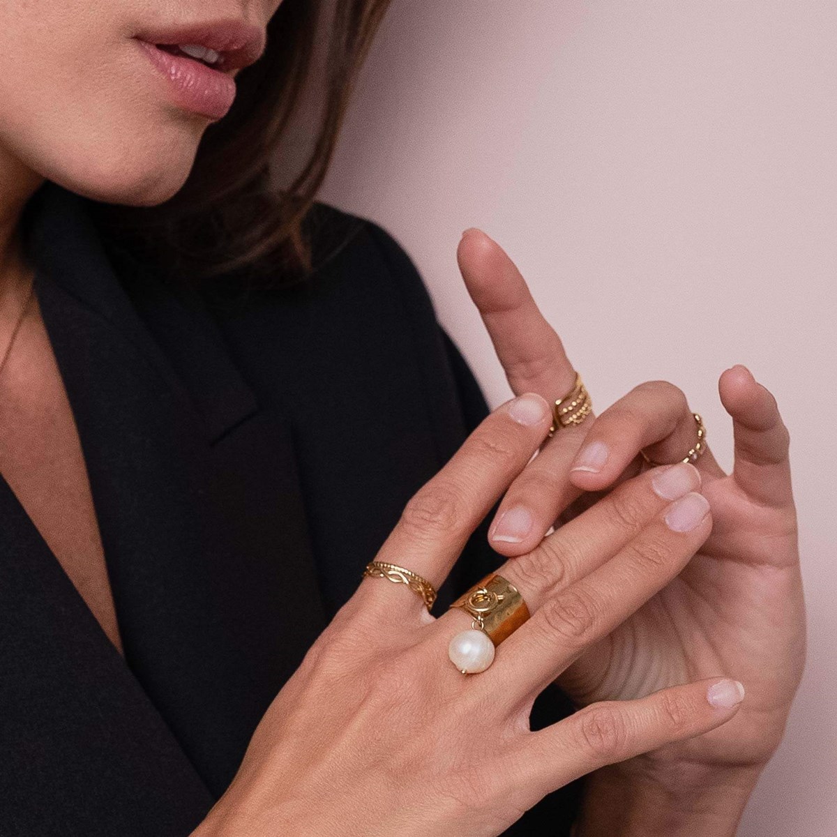 Bague acier dorée or Luza Charms