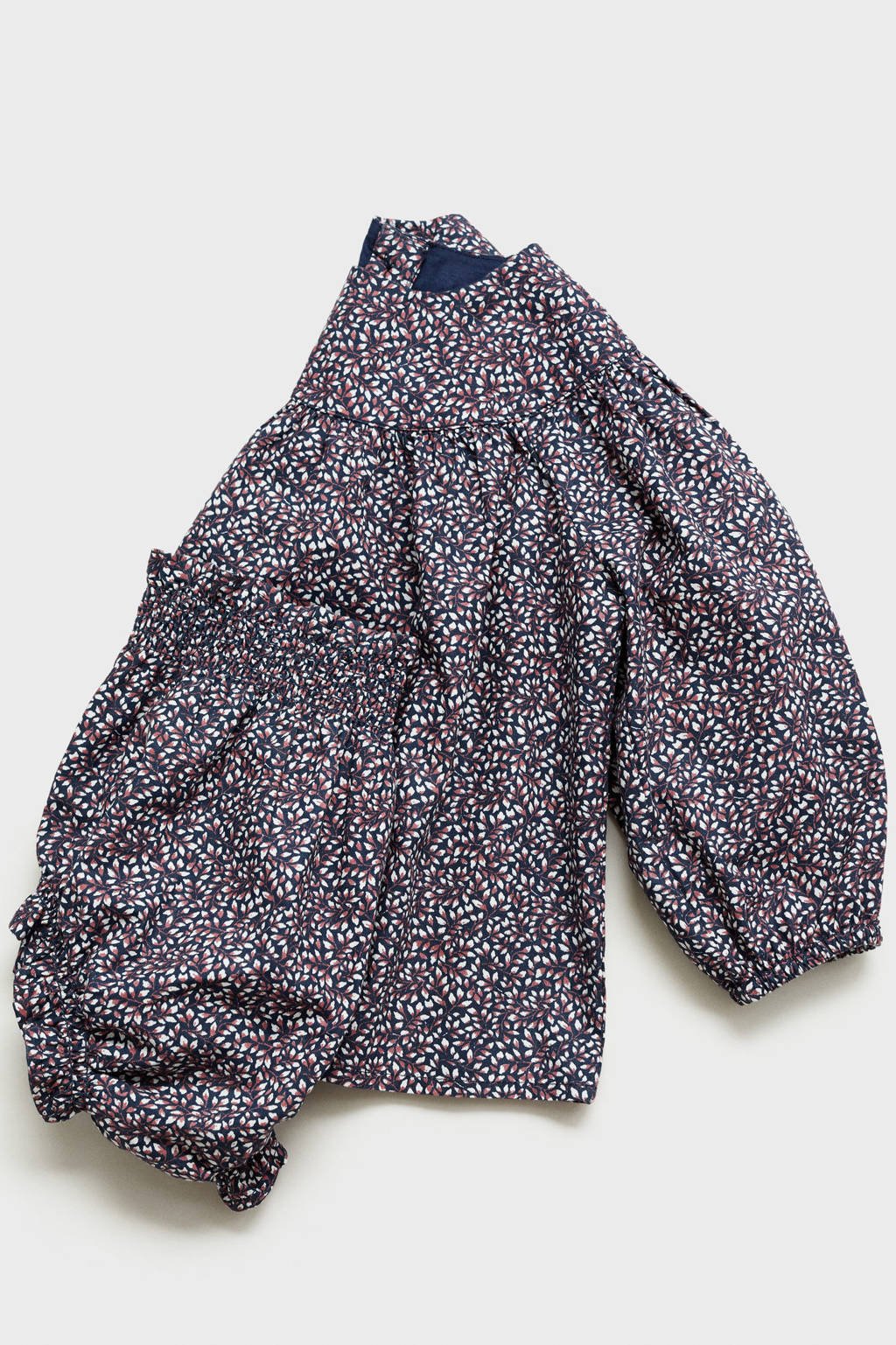Mango Kids newborn baby jurk met bloomer donkerblauw/bordeaux