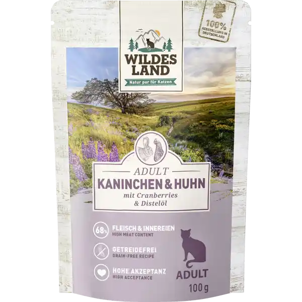 Katzennnassfutter Kaninchen & Huhn mit Distelöl