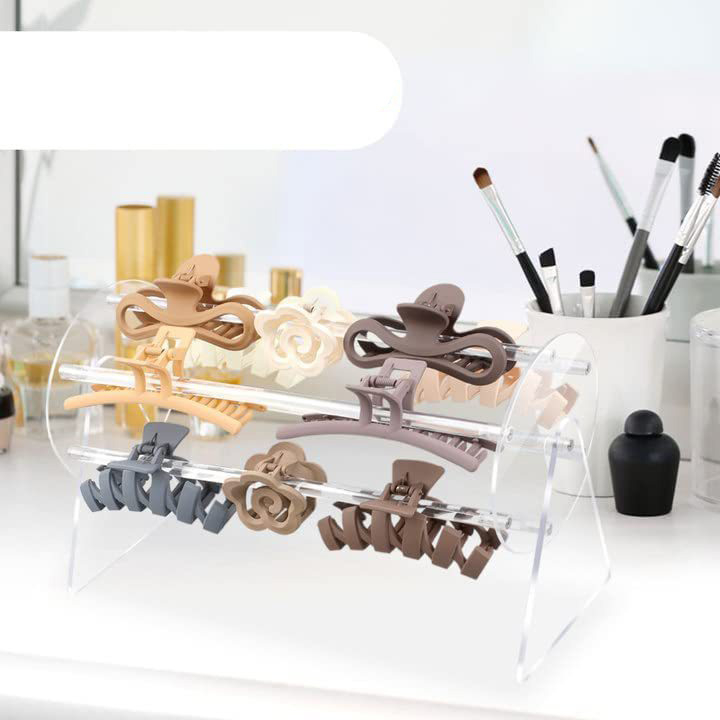 (32x21cm) 360° Rotierender Acryl Haarspangen Organizer Haar Klammer Schminktisch Aufbewahrung - Transparent
