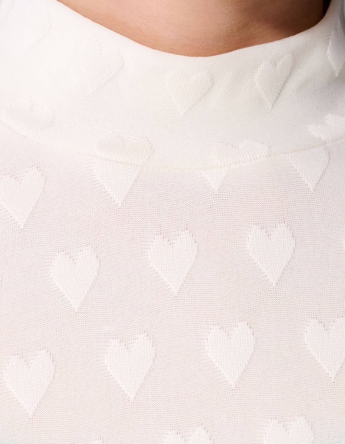 All Over Heart Print Top Gebroken Wit