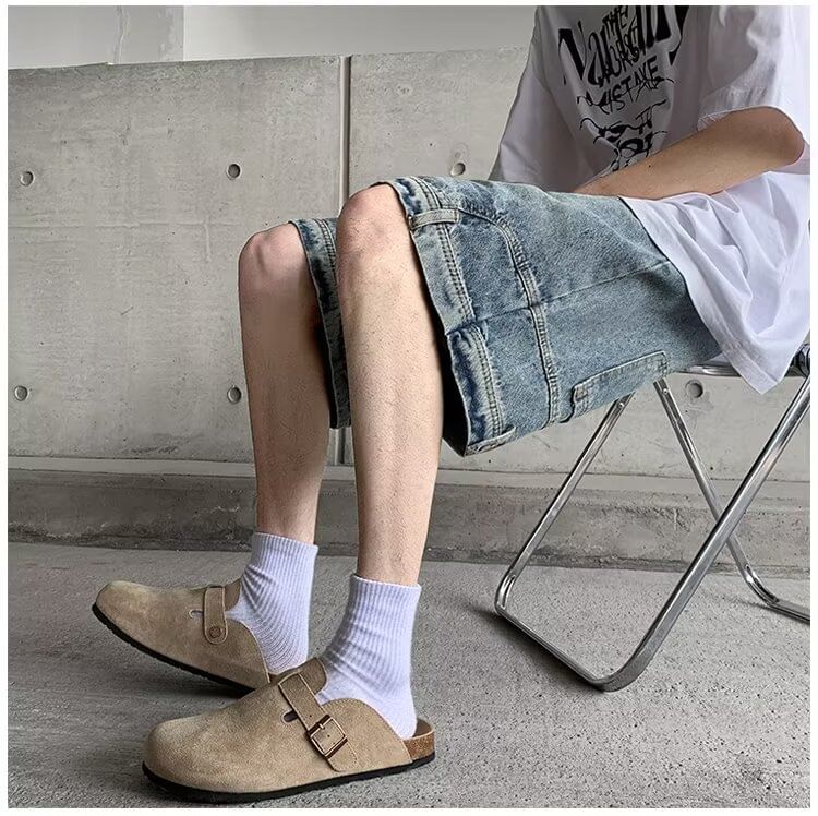 farrahces - Mid Rise Washed Denim Shorts
