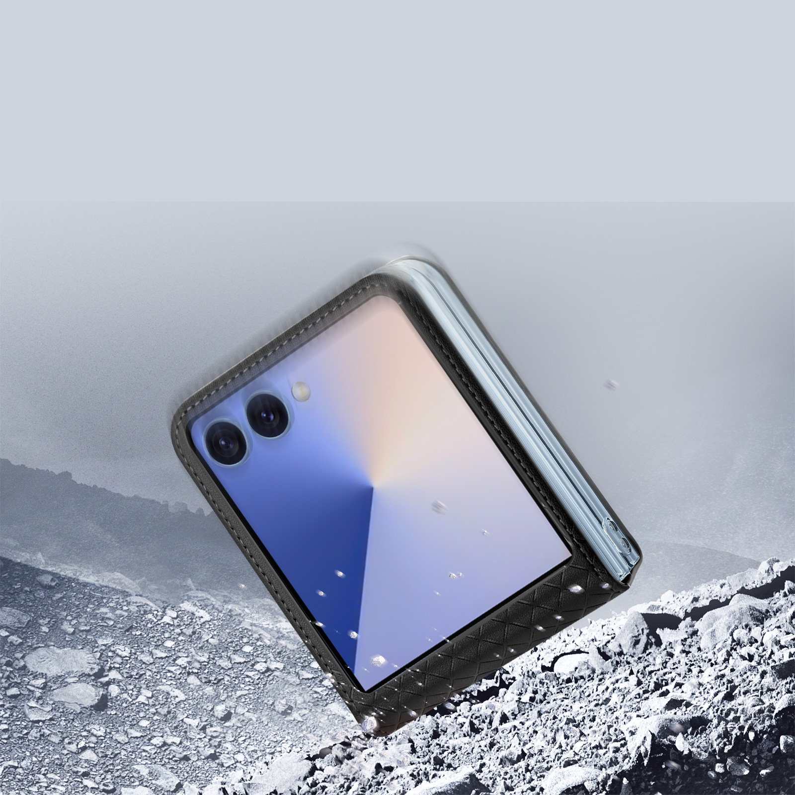 Samsung Galaxy Z Flip7 Wallet Cover Leder Tasche mit Aufstellfunktion - Schwarz