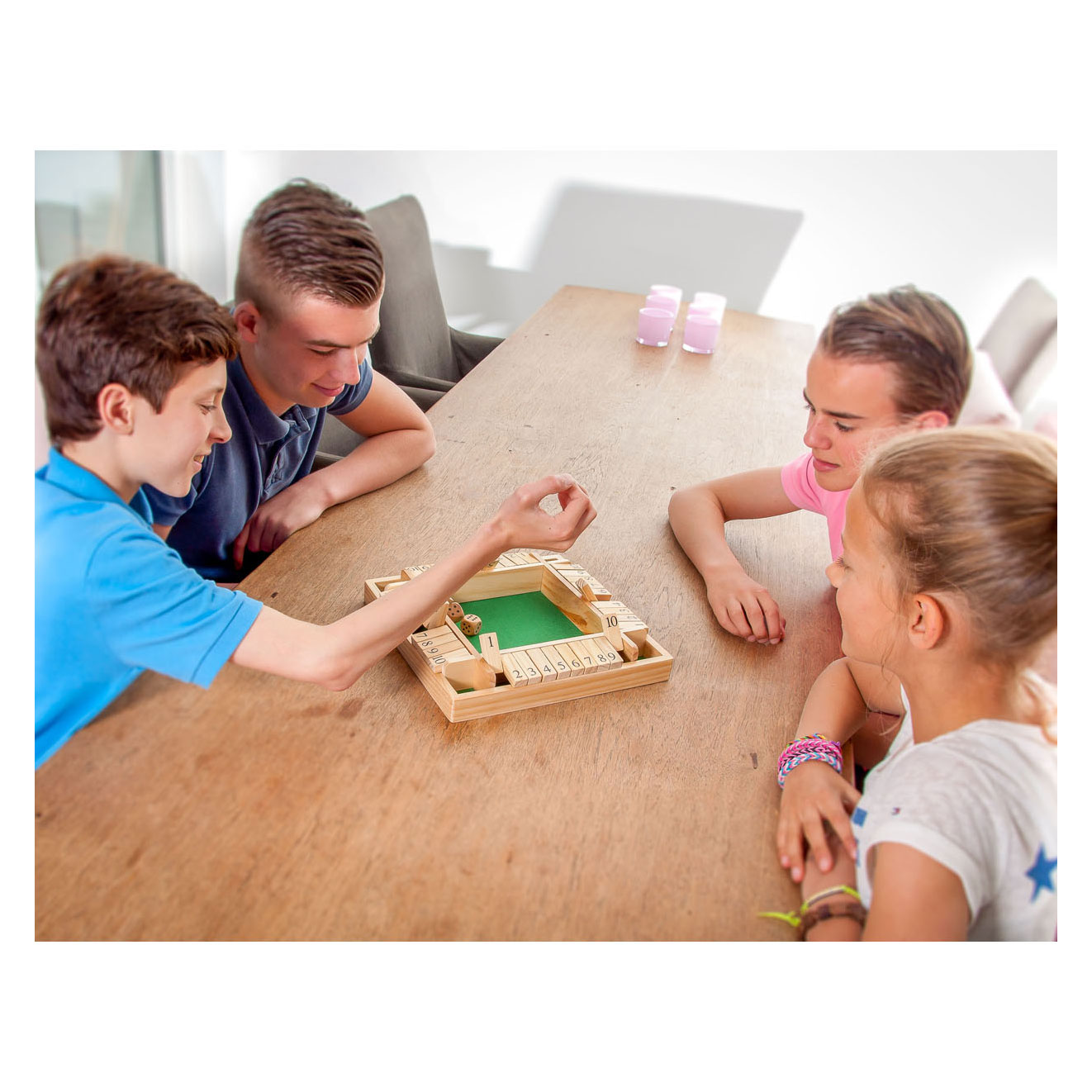 Shut the Box Houten Dobbelspel, 4 spelers