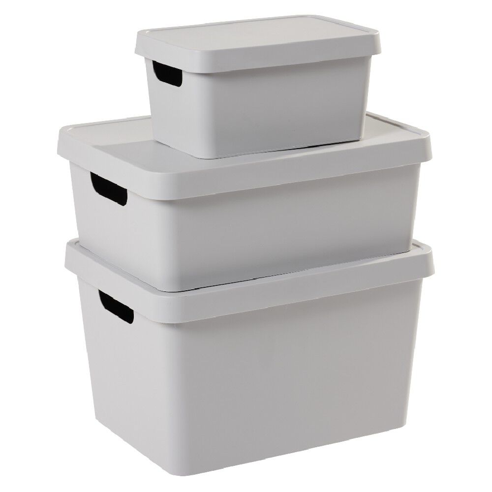 Boîte de rangement avec couvercle grise 11 L