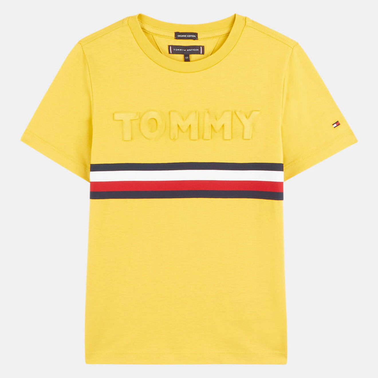 Tommy Hilfiger T-Shirt en Coton organique à logo en relief et bandes jaune