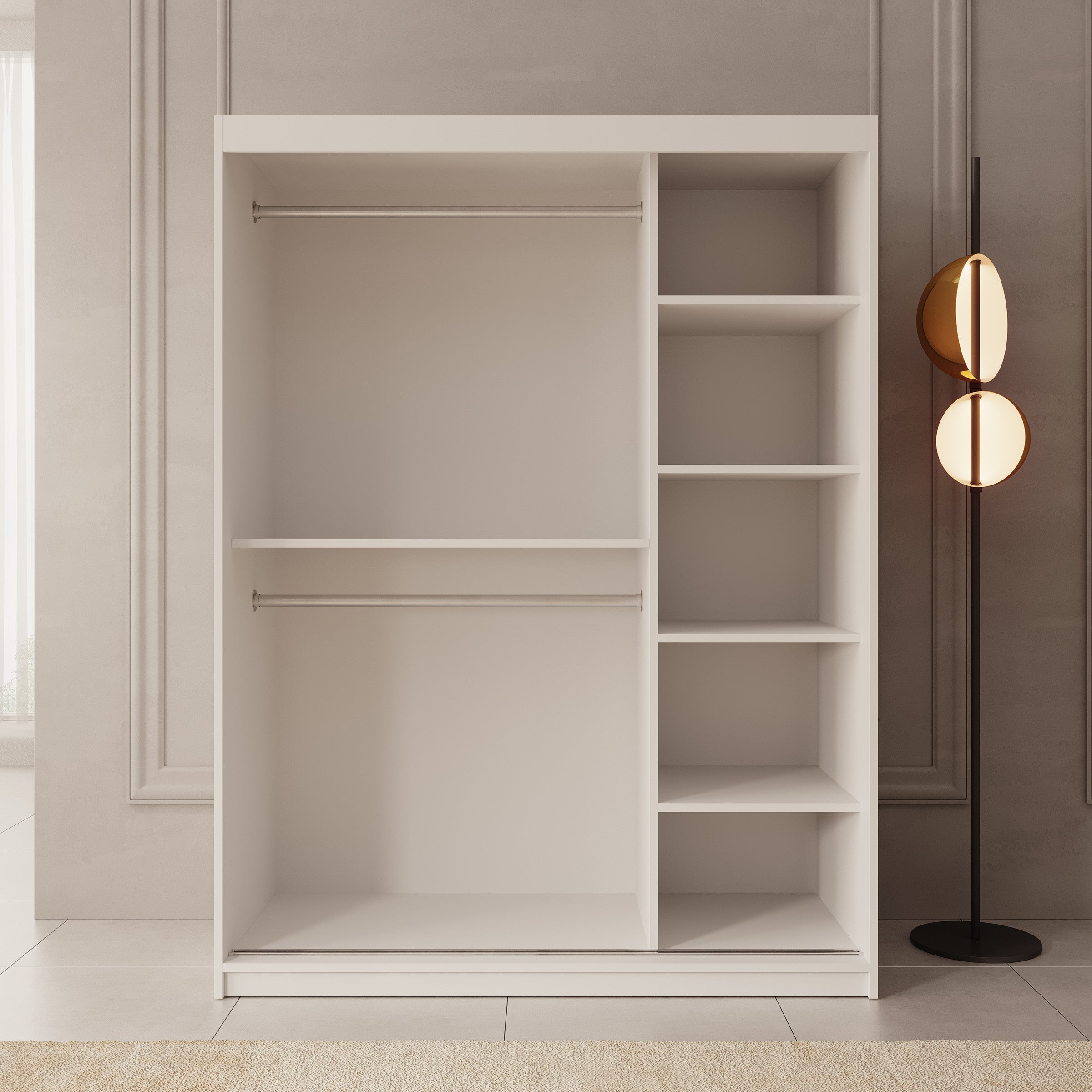Ulysses - Kledingkast met schuifdeuren - Wit - 150x62x200 cm