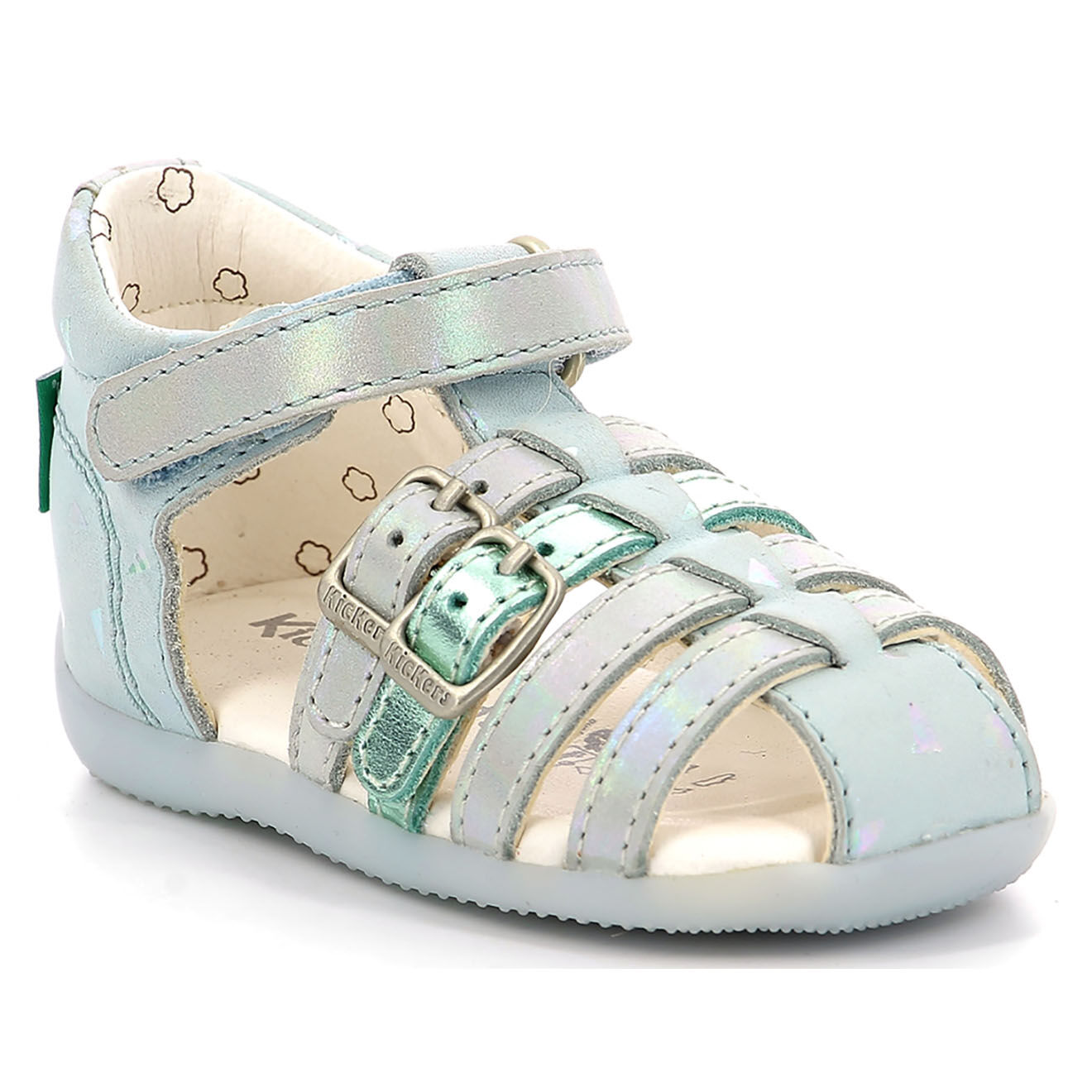 Kickers Sandales en Cuir Bigkro bleu clair/plumetis