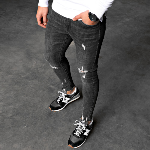 Jean Super Skinny Fit Gris Anthracite