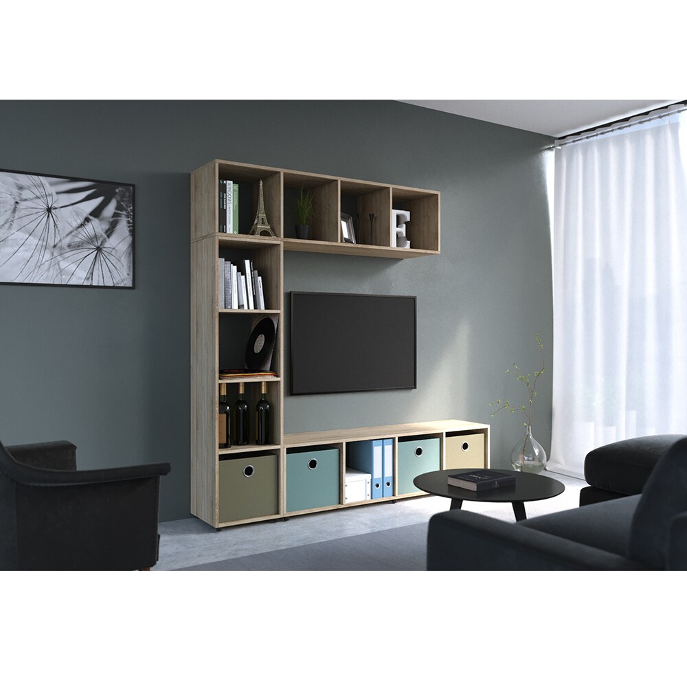 VICCO Raumteiler Ludus 4 Fächer Sonoma 144 x 36 cm - Standregal Hängeregal Regal TV Lowboard