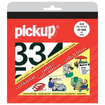 Pickup plakcijfers 0-9 Helvetica zwart 40 mm