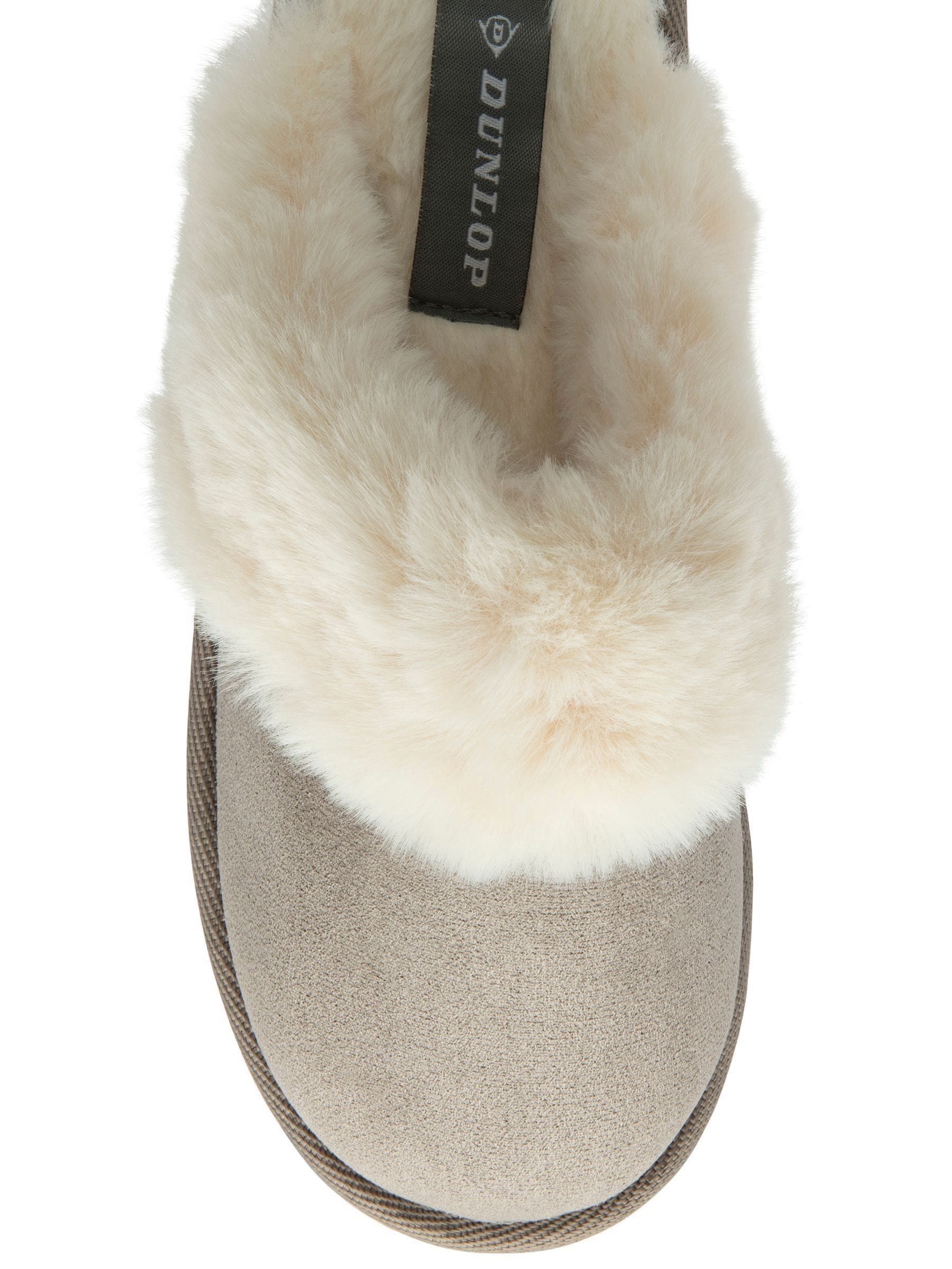 Grijs - Dunlop Faux Suede Mule Slippers Fur Collar